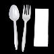  Disposable PP Fork Spoon and Napkin Plastic 3 in 1 Cutlery Set