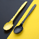  Custom Disposable Plastic Cutlery Burning Fairy Grass Spoon Creative Black and Yellow Packaged Meal with Long Handle Spoon (SX-706)