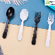  Custom Disposable Cutlery Spoon PP Plastic Dessert Black and White Fork Tableware Cake Fork (SG-012)