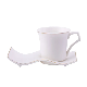  White Wave Porcelain Espresso Coffee Cup and Saucer
