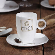 Bone China Coffee Cup Porcelain Cappuccino Cup and Square Saucer