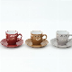  3oz Hot Sale Customized Words Color Glazed Stoneware Espresso Caffee Mug and Saucer