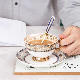  European Custom Ceramic Coffee Cup, Saucer and Spoon Set Teacups