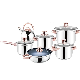  Chinese Factory Kitchen Stainless Steel Set Ware Cooking Tool Milk Pot Soup Pot 2.9L 3.9L 6.6L Frying Pot Whistle Water Kettle 2.5L 6PCS Cookware Set with Lid
