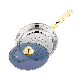 Factory Wholesale 22/24/26cm Non Stick Frying Pan Blue Glass Lid Stainless Steel Kitchen Cook Pans Cookware Cooking Fry Pan with Golden Handle