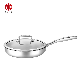  Round Titanium Stainless Steel Fry Food Pan with Lid for Kitchen