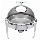  Zhongte Stainless Steel 6L Round Roll Top Chafing Dish with Glass Window