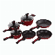  Easy Clean 9PCS Red Forged Aluminum Body Cookware Set with Bakelite Handle