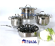 10PCS Stainless Steel Cookware Set with One Kettle with Red Coating
