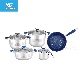  9 PCS Stainless Steel Cookware Set with Blue Silicone Handle
