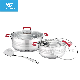  Straight Body Stainless Steel Cookware Set with Red Silicone Handle