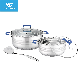  Straight Body Stainless Steel Cookware Set with Blue Silicone Handle
