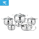  Customizable Big Belly Shape Stainless Steel Cookware with Clean Glass Lid