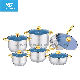 18K Golden Plated Handle Stainless Steel Cookware Set with Stockpot
