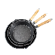  Pre-Seasoned Single Fry Pan 3PCS Set Cheap Custom Round Frying Pan Cast Iron Skillet with Wooden Handle