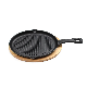  Wholesale Fry Grill Pan Cast Iron Sizzling Fajita Steak Plate Pans with Wooden Tray