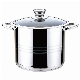  High Quality Stainless Steel Stock Pot Two-Handle Cookware for Cooking Food Soup Pot with Glass Lid