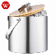 3L Double Wall Stainless Steel Insulated Ice Bucket with Bamboo Lid