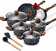  Wholesale 10PCS Aluminum Nonstick Cookware Set Home Kitchenware Cooking Kitchen Cooking Pot with Glass Lid Heat Resistant Marble Coating