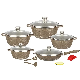  Factory OEM 15-Piece Nonstick Cast Aluminum Cookware Set with Granite Coating Roast Casserole Stone Wok with Glass Lid