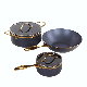  5PCS Hard Anodized Coating Chinses Wok and Pot Sets with Golden Handle
