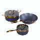  5PCS Hard Anodized Coating Chinses Wok and Pot Sets with Golden Handle