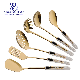  Hot Sale Gold Color Cooking Tools Kitchen Accessories with Metal Holder Spatula Ladle Soup Spoon Cookware Set