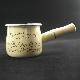 Enamel Milk Pan, Mini Butter Warmer, Saucepan Pan Cookware with Wooden Handle