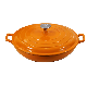  Amazon Solution 3.8qt Cast Iron Shallow Pot Dutch Oven with Double Looped Handle Flat Bottom with Stainless Steel Knob