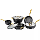  5PCS Non Stick Kitchen Utensils Sets Marble with PVD Stainless Steel Handle Pots and Pans Aluminum Forged Cookware Set with Induction Bottom