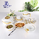  Luxury 1.8L High Shock Resistant White Opal Dinnerware Square Glass Casserole with Electric Golden Plate and Lid for Soup