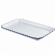  Wholesales Vintage Rectangle Custom Color Logo Printing Enamel Baking Roaster Serving Enamel Steel Pan Plate Rolling Tray