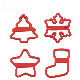  Red Silicone Star Flower and Christmas Tree Cookie Mold Cutters Cake Baking