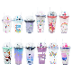  Cute Cartoon Dinosaur Kawaii Drinking Cups Glitter Double Wall Plastic Tumbler Cup