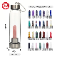  Wholesale Gemstone Custom Durable Glass Stainless Steel Bamboo Crystal Energy Water Bottle with Quartz