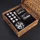  Heart Shape Stainless Steel Ice Cube with Tong and Wooden Box Reusable Chilling Wine Stone