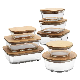  Round Mixing Salad Bowls Microwave Oven Safe Linkfine Dinnerware Tableware Kitchenware Food Storage Bowl with Bamboo Lid