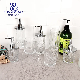  Bathroom Clear Glass Dispenser 11oz Embossed Pattern Glass Cups with Plastic Tap for Home Hotel Glass Jar Use Glass Bottles Bathroom Accessories