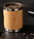 New 304 Stainless Steel Bamboo Shell Thermal Cup 16oz Double-Layer Insulated Office Water Cup Portable Handle manufacturer