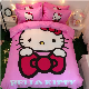  Wholesale in Stock Cute Hello Kitty Print 100% Cotton Kids Bed Sheet Bedding Sets
