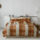  100% Linen French Luxury Home Textile King Size Orange Comforter Duvet Cover Gray Stripe Pillow Cases Pillowslips Premium Bed Sheets Bedding Set Manufacturer