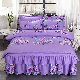  Elegant Purple Wedding Bed Sheets and Quilt Covers with Lace Skirt