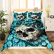 Blue 3D Printing Quilt Cover with Skull Head Decoration