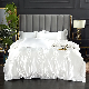  Professional High Quality Cheap Queen King Size White Satin Silk 100% Polyester Bed Sheet Duvet Cover Set