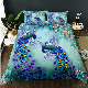  Folk Style 3D Beautiful Peacock Print Microfiber Queen Bedding Set
