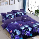 Purple Printed Home Textile Polyester Bed Linen Fitted Sheets Queen King Size Comforter Duvet Cover High Quality Pillow Shams Coverlets 4PCS Bedding Supplier
