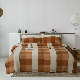  100% Linen French Luxury Home Textile King Size Orange Comforter Duvet Cover Gray Stripe Pillow Cases Pillowslips Premium Bed Sheets Bedding Set Manufacturer