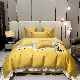  Wholesale Yellow Lyocell Fiber King Size Comforter Set Embroidered Duvet Cover Solid Color Coverlets Bed Fitted Sheet Luxury Pillow Shams King Size Bedding Set