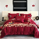  Wholesale Light Luxury Senior Style Queen King Size Red Romance Wedding Duvet Cover Egypt Cotton Embroidery Bedsheets Bed Linen Bedding Set