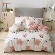  Thickened Frosted Bedding Set Pink Flower Pattern 100% Polyester